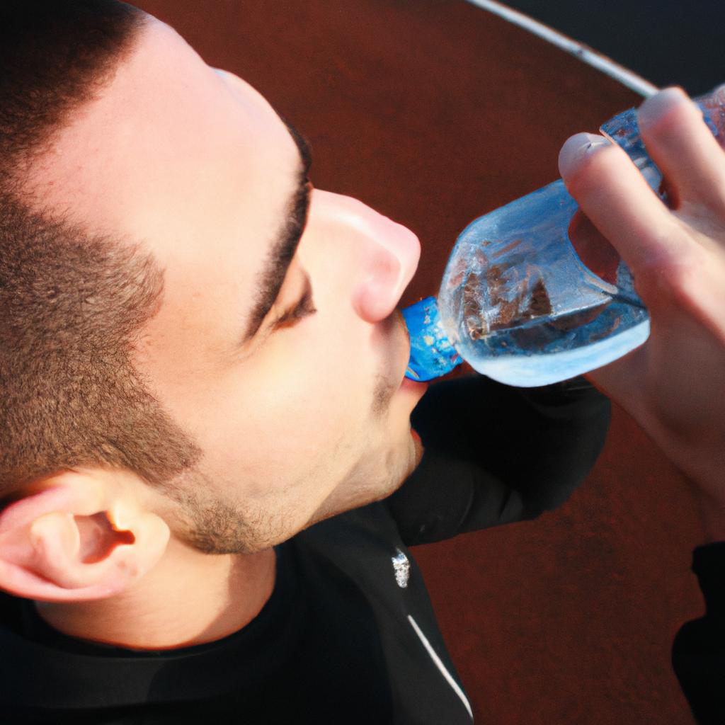 Person drinking water after workout